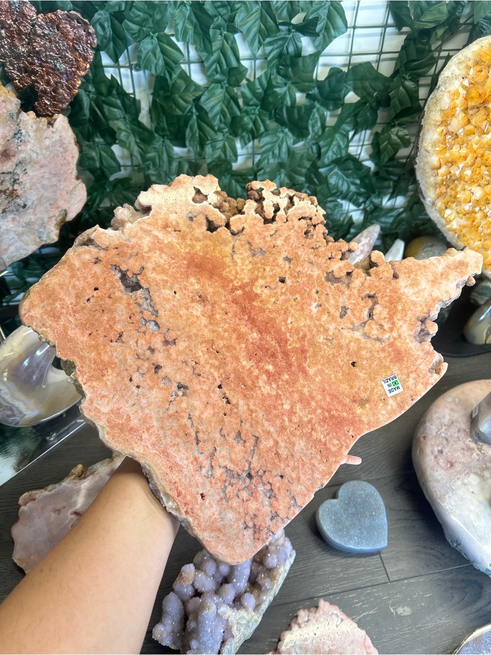 Large Peach-Orange Agate Slice Display Piece